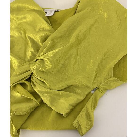 House of Harlow 1960 Green Vera Satin Retro Short Sleeve Blouse M - Picture 7 of 7